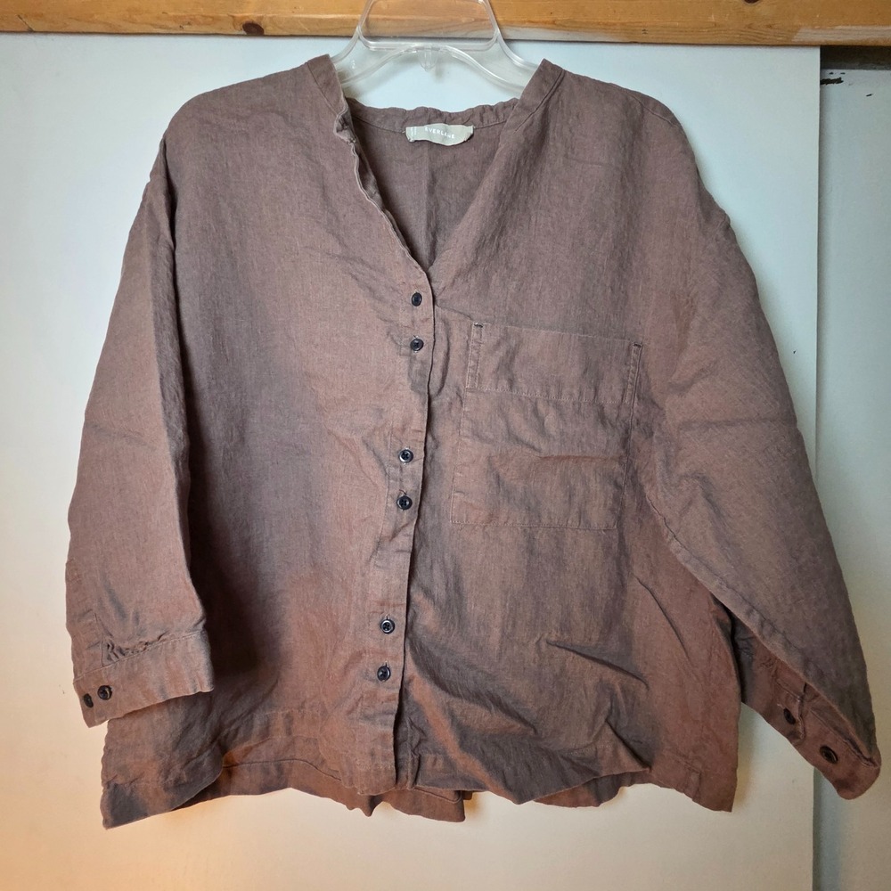 Everlane Women's 100% Linen Top Size L Lagenlook Coastal Oversized Minimalist